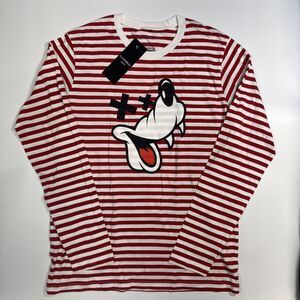 La Familia MMXIV Men Sz Medium White Red Striped Long Sleeve T-Shirt Graphic Tee